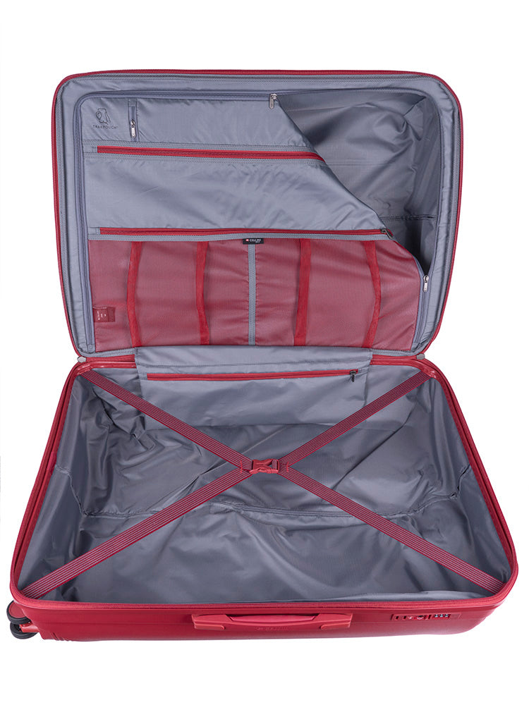 Cellini Qwest Large 4 Wheel Trolley Case Red