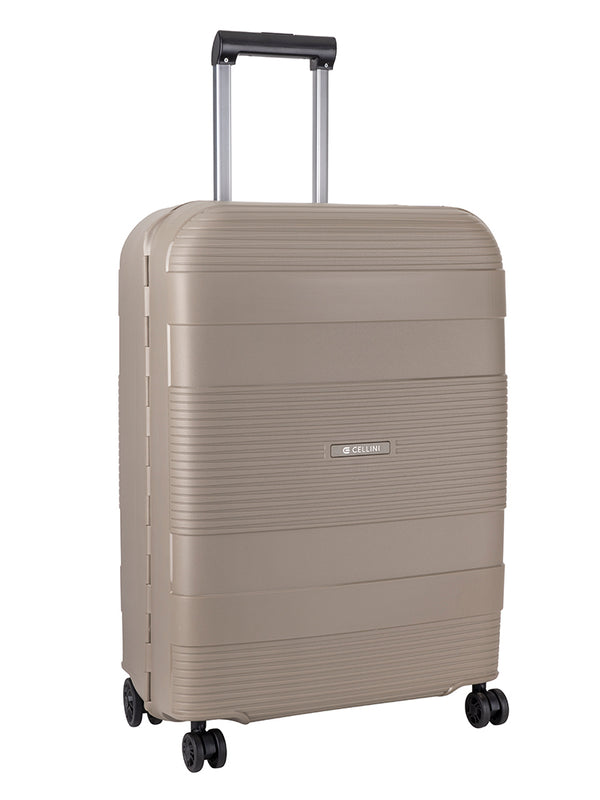 Cellini Safetech Medium 65cm 4 Wheel Trolley Case Rock Brown