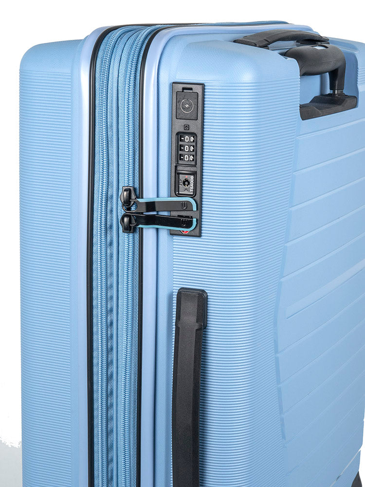Cellini Starlite Medium 65cm 4 Wheel Trolley Case Chambray Blue