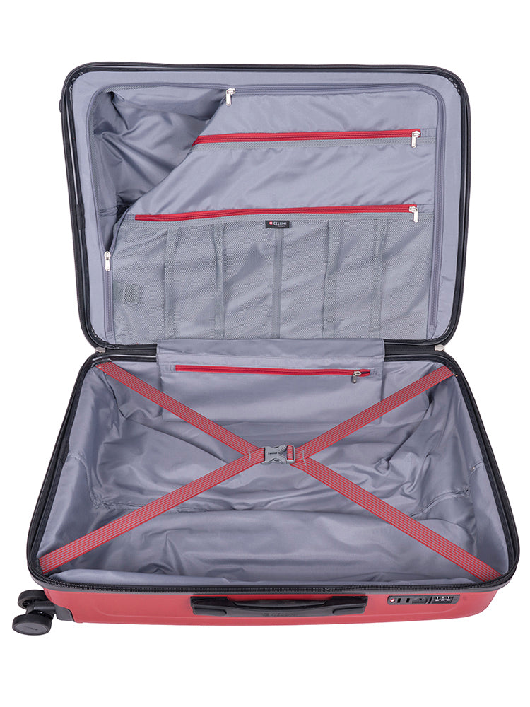 Cellini Flexilite Medium 4 Wheel Trolley Case Red