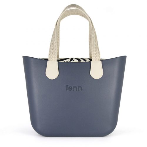 Fenn Original Collection Denim – pattern 2 inner – silver zip – off whitewoven handle