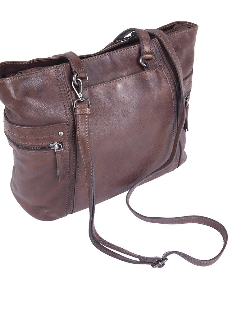 Cellini Diva Leather Tote Handbag Brown