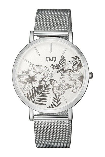 Q&Q Pattern Dial Silver Color Ladies Wrist Watch