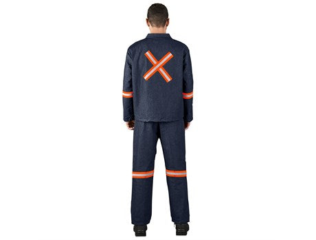 Vintage 100% Cotton Denim Conti Suit - Reflective Arms, Legs & Back - Orange Tape