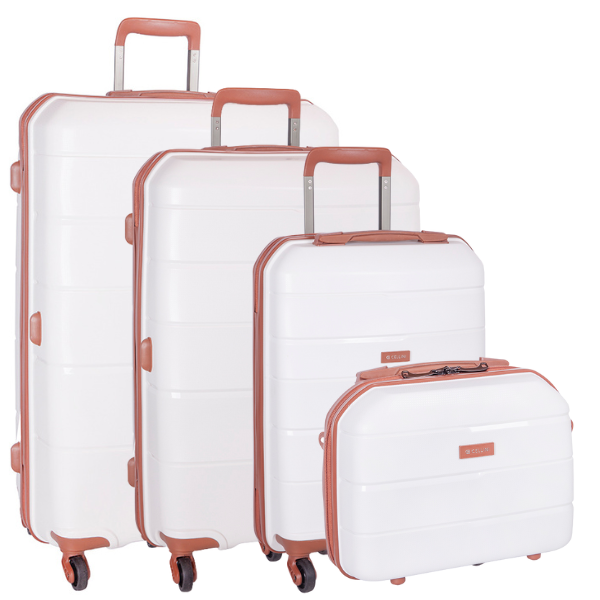 Cellini Spinn Set of 3 + Beauty Case White/Tan