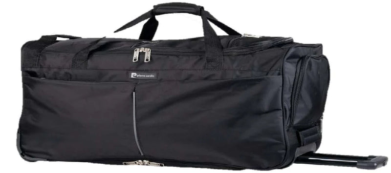 Pierre Cardin 79cm Large Duffel Bag On Wheels with Backpack Straps| Bl ...