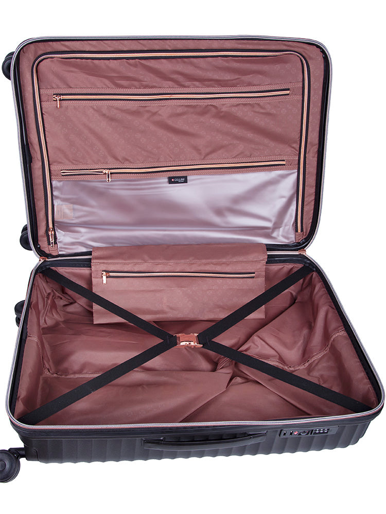 Cellini Allure Hardshell Medium 4 Wheel Trolley Case Black