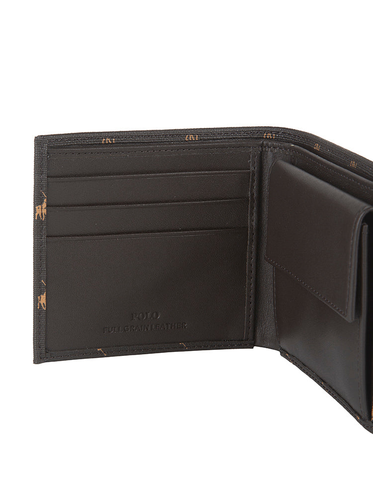 Polo Signature Billfold with Coin Section Brown