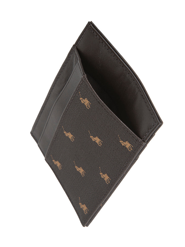 Signature Credit Card Holder With Top Pocket Brown